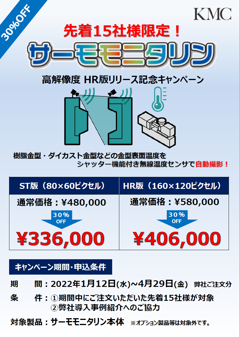 【先着15社様限定！】サーモモニタリン 高解像度HR版リリース記念キャンペーンのお知らせ